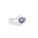 Double V Split Shoulder Oval Cut Tanzanite Ring