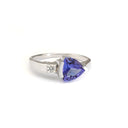 Trilliant Cut Tanzanite with Singular Diamond Accent ring