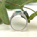 Graceful Oval Emerald and Diamond White Gold Ring