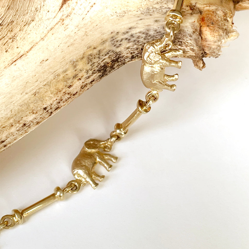 Petite 9 Carat Yellow Gold Full Elephant Bracelet