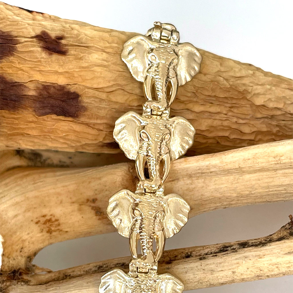 Nine-carat Yellow Gold Elephant Head Bracelet