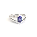 Double V Split Shoulder Oval Cut Tanzanite Ring