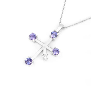 Stand Out Tanzanite and Diamond White Gold Southern Cross Pendant