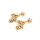 Decorative Filigree Africa Map Earrings with Tanzanite Accents
