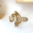 Unique Diamond Headed Yellow Gold Snake Ring