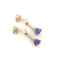Classic Trilliant Cut Tanzanite and Diamond Drop Earrings