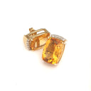 Cushion Cut Citrine and Diamond Earrings