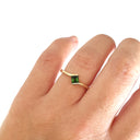 Petite Green Square Cut Tourmaline Yellow Gold Ring