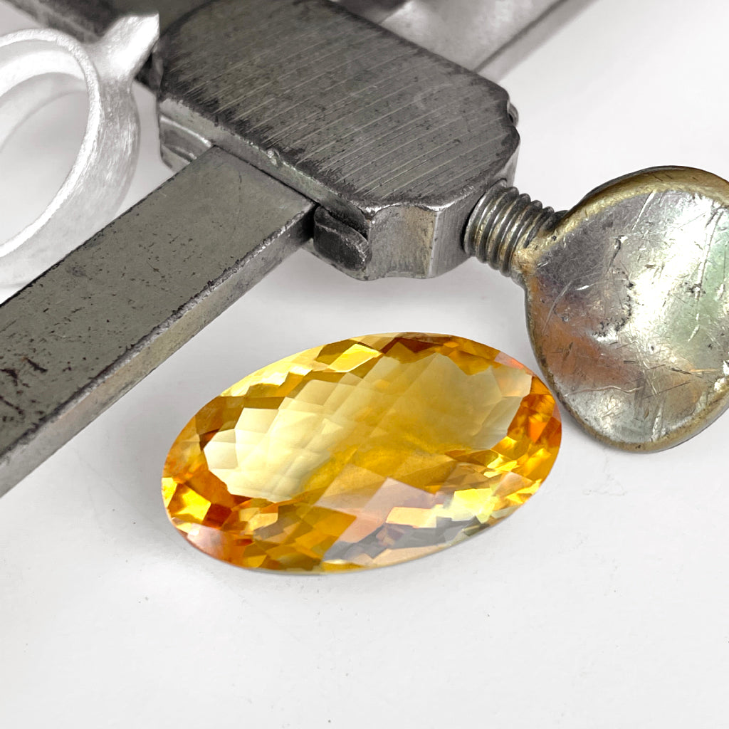 Citrine - Deep Orange Oval Cut - 16.98ct