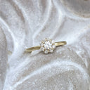 Floral White Diamond Yellow Gold Ring