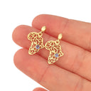 Decorative Filigree Africa Map Earrings with Tanzanite Accents