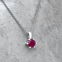 Delicate Petite Round Cut Ruby Six Claw Pendant