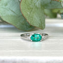 Graceful Oval Emerald and Diamond White Gold Ring