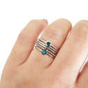 White Gold Bezel Set London Blue Topaz Stacking Rin