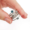 White Gold Raised Four Claw London Blue Topaz Stacking Ring