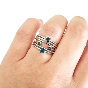White Gold Open London Blue Topaz Stacking Ring
