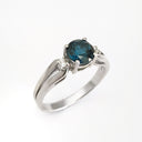 London Blue Topaz Looped Shoulder with Diamond Accent Ring