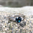 London Blue Topaz Looped Shoulder with Diamond Accent Ring