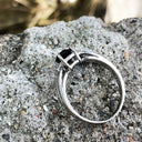 London Blue Topaz Looped Shoulder with Diamond Accent Ring