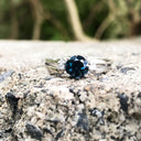 London Blue Topaz Looped Shoulder with Diamond Accent Ring