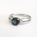 London Blue Topaz Looped Shoulder with Diamond Accent Ring