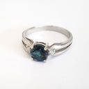 London Blue Topaz Looped Shoulder with Diamond Accent Ring
