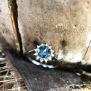 London Blue Topaz and Diamond halo Ring