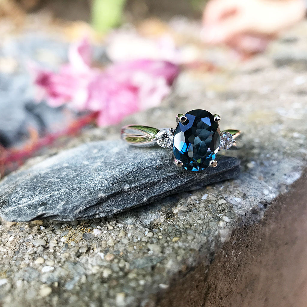 Smouldering London Blue Topaz and Diamond ring