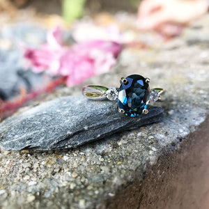 Smouldering London Blue Topaz and Diamond ring
