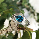 Looped Double Band Pear Cut London Blue Topaz Ring