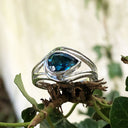 Looped Double Band Pear Cut London Blue Topaz Ring