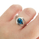  Band Pear Cut London Blue Topaz Ring
