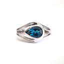  Band Pear Cut London Blue Topaz Ring