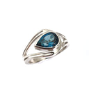  Band Pear Cut London Blue Topaz Ring