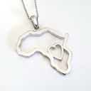 Love of Africa White Gold Cutout Map Pendan