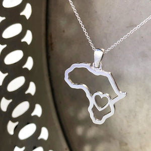 Love of Africa White Gold Cutout Map Pendant