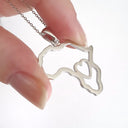 Love of Africa White Gold Cutout Map Pendan
