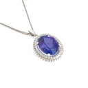 Luxurious Double Diamond Halo Oval Tanzanite Pendant