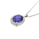 Luxurious Double Diamond Halo Oval Tanzanite Pendant