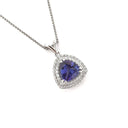 Luxurious Double Diamond Halo Trilliant Tanzanite Pendant