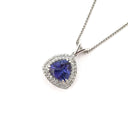 Luxurious Double Diamond Halo Trilliant Tanzanite Pendant