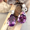 Luxurious Pear Cut Amethyst and Diamond Earrings