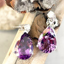 Luxurious Pear Cut Amethyst and Diamond Earrings