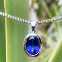 Luxurious Solid White Gold Bezel Set Oval Tanzanite Pendant