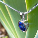 Luxurious Solid White Gold Bezel Set Oval Tanzanite Pendant