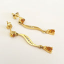 Mixed Shape Citrine & Diamond Drop Earrings