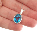 Majestic Handcrafted Blue Topaz Pendant and Chain