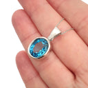 Majestic Handcrafted Blue Topaz Pendant and Chain