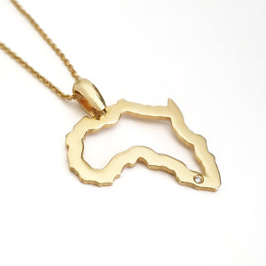 Map of Africa Outline Pendant with Swiss Set Diamond