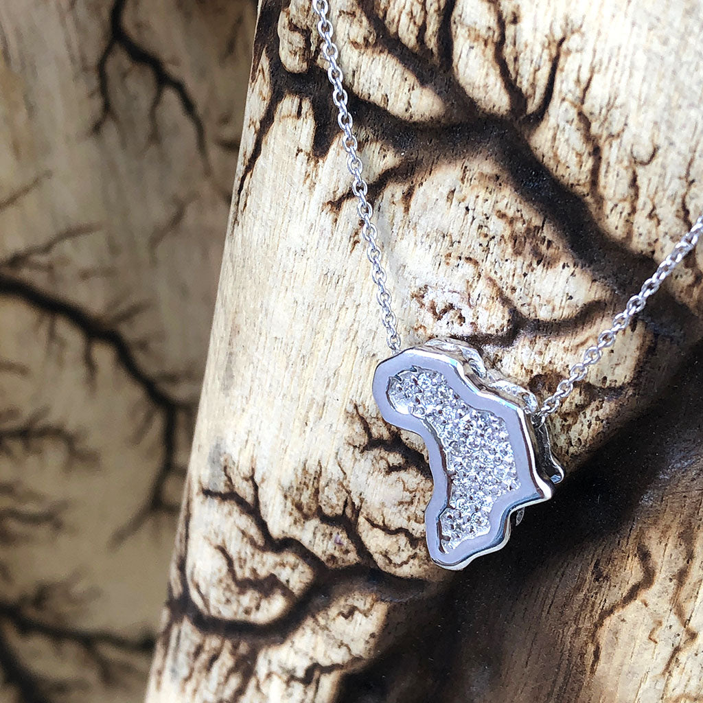 Map of Africa Slider Pendant with White Diamonds